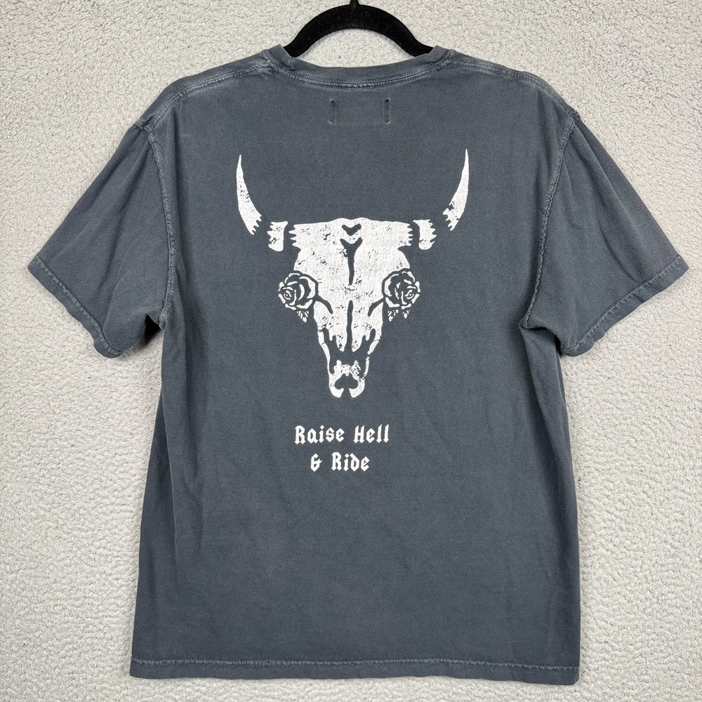 The Litas Tshirt Womens M Faded Gray Raise Hell & Ride Motorcycle Club Faded